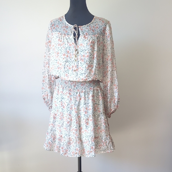 Shoshanna Floral Print Dress with Pink and Blue Accents